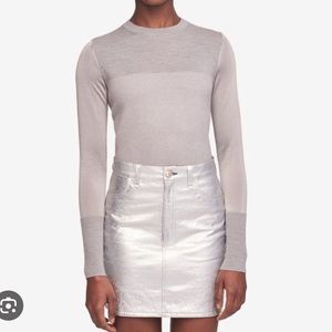 Rag and Bone Moss Leather Metallic Mini Skirt